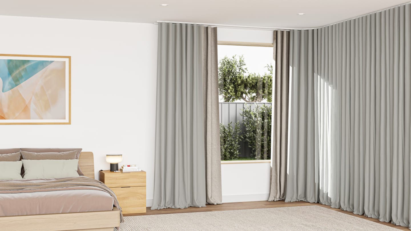 Burano Sheer and Simplicity Blockout Double Curtain in Talc